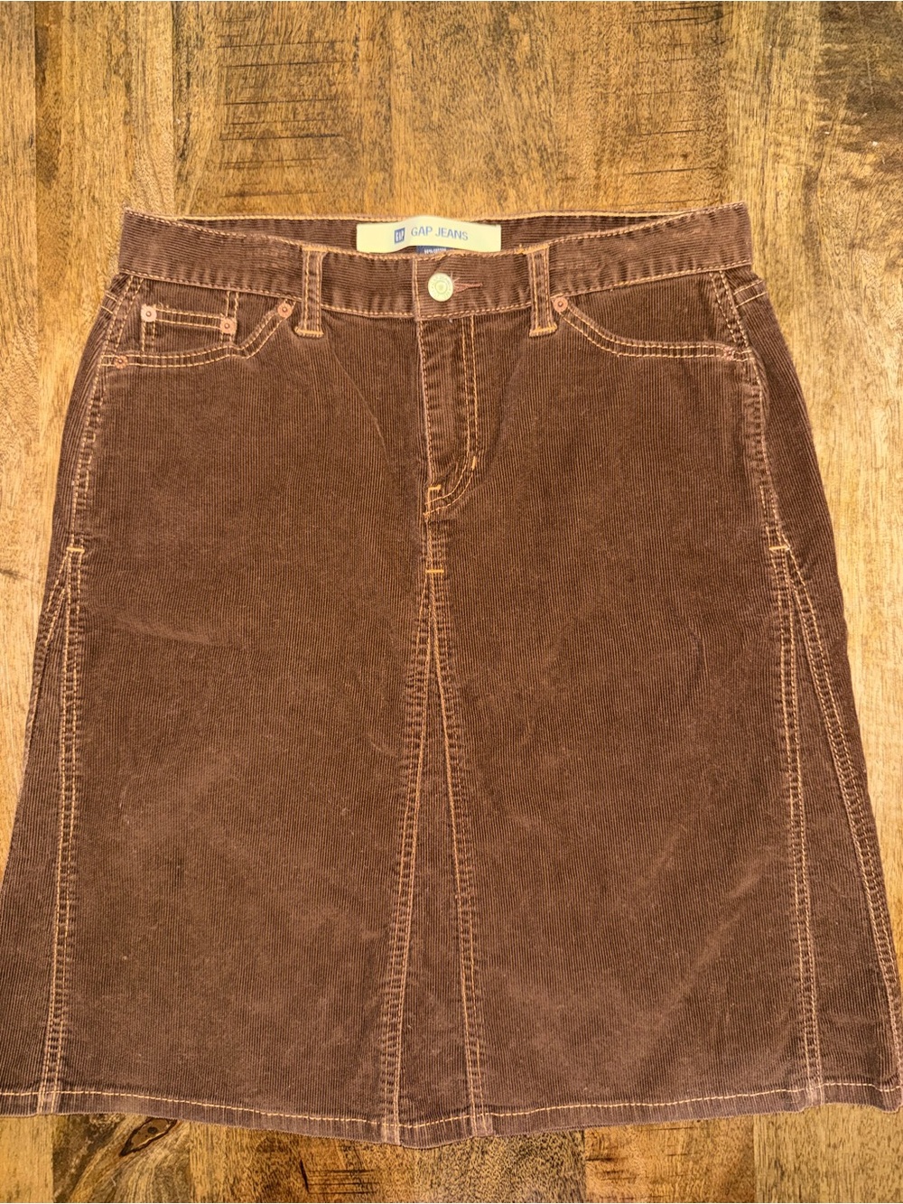 GAP Brown Corduroy Skirt with Contrast Stitching